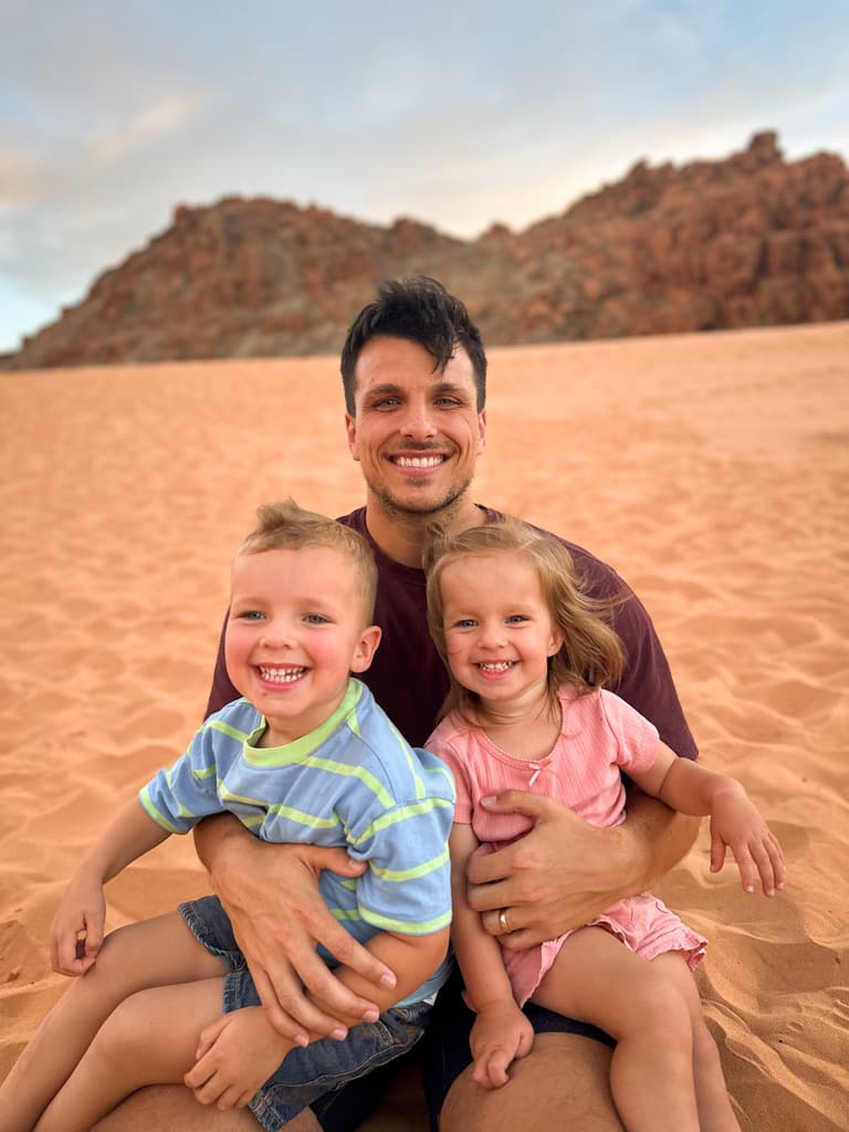 David with his children Henry and Ella