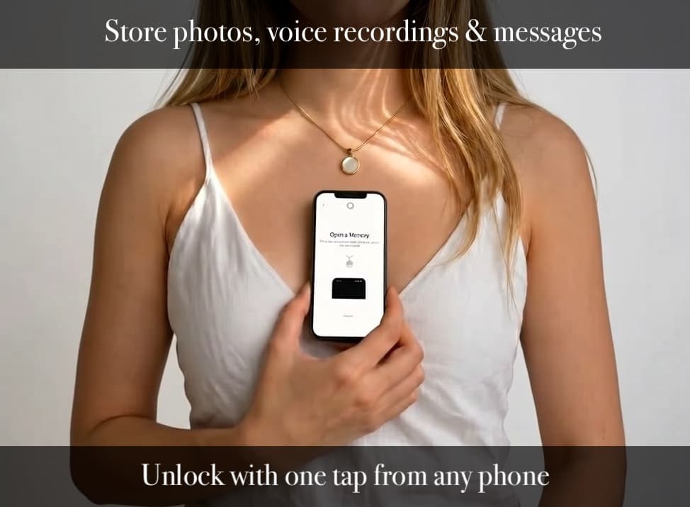 Necklace by phone with NFC connection